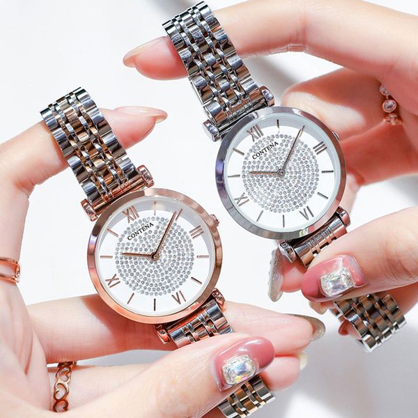 women watches 2019 new japan quartz stainless steel waterproof rose gold watch women rhinestone bracelet clock xfcs, Slivery;brown
women watches 2019 new japan quartz stainless steel waterproof rose gold watch women rhinestone bracelet clock xfcs, Slivery;brown