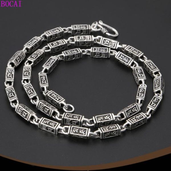 s925 sterling silver necklace for men and women retro thai silver fashion six words truth rectangle personality thick necklace 
s925 sterling silver necklace for men and women retro thai silver fashion six words truth rectangle personality thick necklace