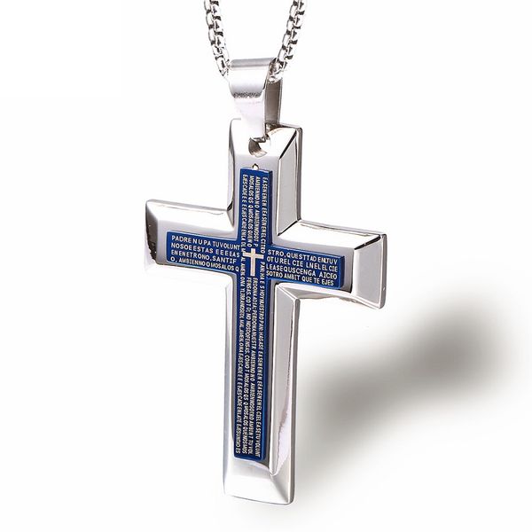 fashion men cross pendant necklace choker necklaces stainless steel chain jewelry blue black double bible cross punk hip hop mens for gift, Silver
fashion men cross pendant necklace choker necklaces stainless steel chain jewelry blue black double bible cross punk hip hop mens for gift, Silver