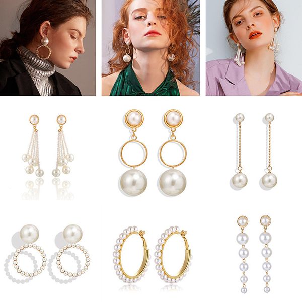 trendy pearl string statement drop earrings for women geometric big round heart gold dangle earring imitation pearl gift jewelry, Silver
trendy pearl string statement drop earrings for women geometric big round heart gold dangle earring imitation pearl gift jewelry, Silver