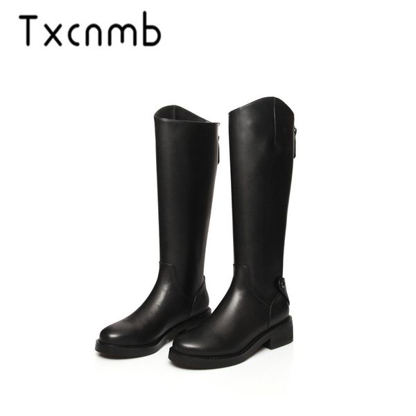 txcnmb new boots women knee high boots genuine leather round toe square heels autumn winter warm zipper shoes woman, Black
txcnmb new boots women knee high boots genuine leather round toe square heels autumn winter warm zipper shoes woman, Black