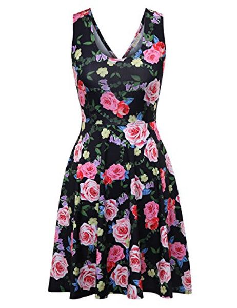 casual dresses fsoog womens open back fit and flare floral contrast sleeveless party mini dress, Black;gray
casual dresses fsoog womens open back fit and flare floral contrast sleeveless party mini dress, Black;gray