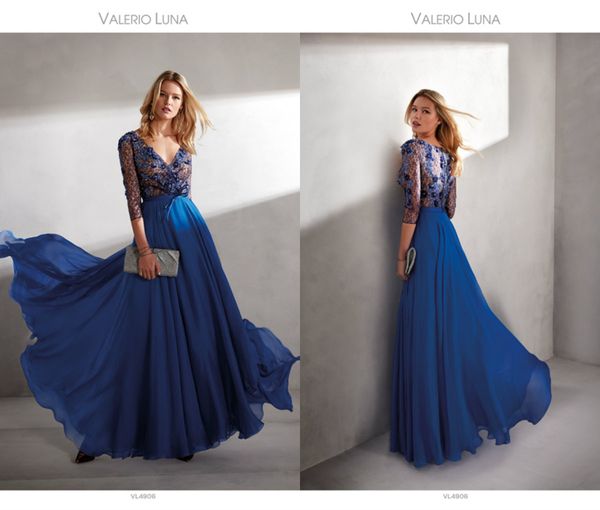 2019 blue chic mother of the bride dresses v neck chiffon lace appliqued long sleeve wedding guest dress a line elegant prom gowns, Black;red
2019 blue chic mother of the bride dresses v neck chiffon lace appliqued long sleeve wedding guest dress a line elegant prom gowns, Black;red