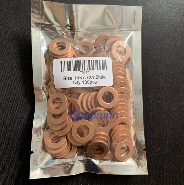

new come common rail fuel injector adjustment washer shim copper gasket size 15*7.7*1.5 for bossch 0 445 120 086/123/059