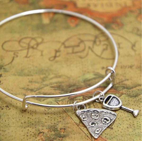 zinc alloy ancient silver pizza wine glass charm adjustable bracelet bangle designer bracelet fashion women men jewelry holiday gift, Black
zinc alloy ancient silver pizza wine glass charm adjustable bracelet bangle designer bracelet fashion women men jewelry holiday gift, Black