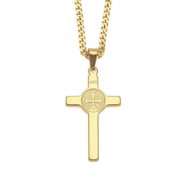 gold color stainless steel necklace for men women st. benedict cross pendant chain necklaces & pendants hip hop fashion jewelry, Silver
gold color stainless steel necklace for men women st. benedict cross pendant chain necklaces & pendants hip hop fashion jewelry, Silver