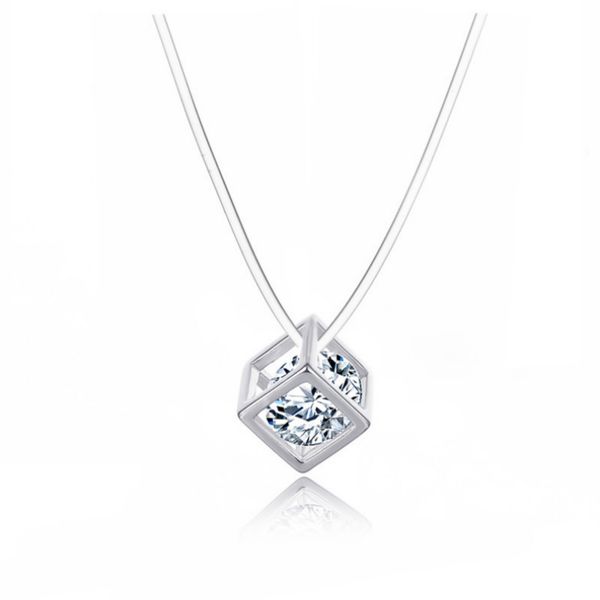 new pendant necklaces personality fashion square imitation pearl crystal zircon necklace invisible transparent fishing line necklace women, Silver
new pendant necklaces personality fashion square imitation pearl crystal zircon necklace invisible transparent fishing line necklace women, Silver
