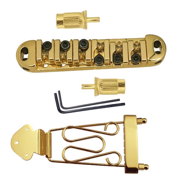 guitar tailpiece with roller saddle bridge, adjustable large lock posts and wrenches for jazz archlp electric guitar, golden
guitar tailpiece with roller saddle bridge, adjustable large lock posts and wrenches for jazz archlp electric guitar, golden
