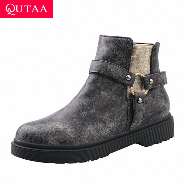 qutaa 2020 casual round toe pu leather ankle boots fashion metal decoration square heel zipper winter women shoes big size 34-43, Black
qutaa 2020 casual round toe pu leather ankle boots fashion metal decoration square heel zipper winter women shoes big size 34-43, Black
