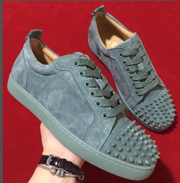 op quality grey genuine leather red bottom skate junior spikes low shoes men's flat rivets toe outdoor trainers studs sneakers 35-46 fr, Black
op quality grey genuine leather red bottom skate junior spikes low shoes men's flat rivets toe outdoor trainers studs sneakers 35-46 fr, Black