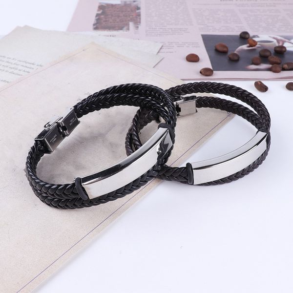 stainless steel charm stackable layered bracelet leather braided black bracelet for men's hand jewelry, Golden;silver
stainless steel charm stackable layered bracelet leather braided black bracelet for men's hand jewelry, Golden;silver