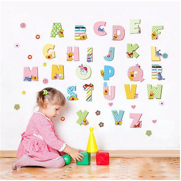 

2020 новейшая мода 26 алфавит a-z буквы настенные наклейки водонепроницаемый пвх красочные наклейки письма детская комната декор