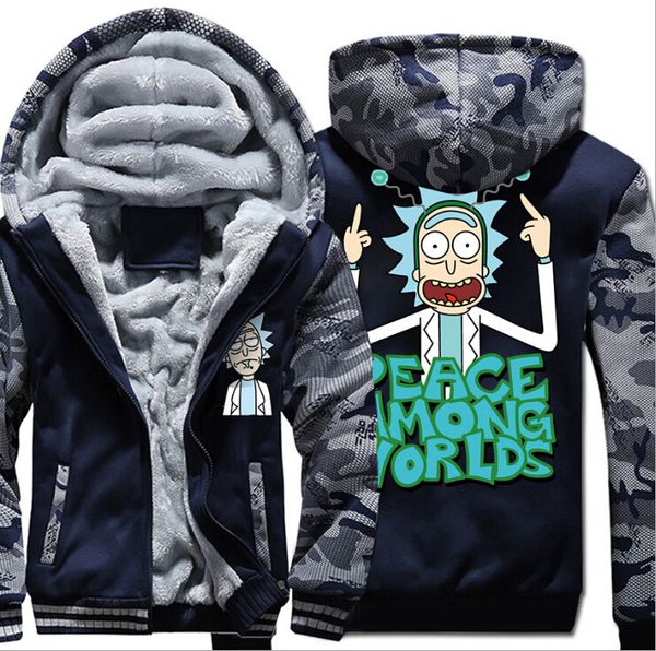 2019 mans carttoon rick and morty printing hooded hoodie rm camouflage wool liner funny coat outerwear, Black
2019 mans carttoon rick and morty printing hooded hoodie rm camouflage wool liner funny coat outerwear, Black