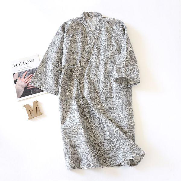 new kimono 100% cotton gauze nightgown retro mens bathrobe water ripple printing v-neck long nightdress men loose sleepwear, Black;brown
new kimono 100% cotton gauze nightgown retro mens bathrobe water ripple printing v-neck long nightdress men loose sleepwear, Black;brown