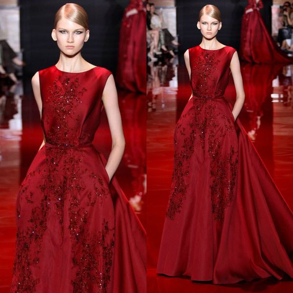 2019 elie saab red evening dresses sweep train jewel neck appliqued a line prom dress beads party wear custom made fashion runway gowns, Black;red
2019 elie saab red evening dresses sweep train jewel neck appliqued a line prom dress beads party wear custom made fashion runway gowns, Black;red