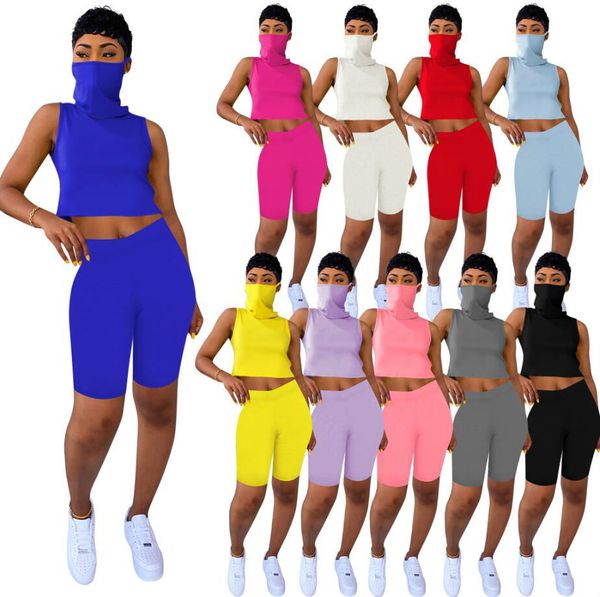 women summer 2 piece outfits shorts tracksuits sleeveless vest with face masks bodycon biker casual sports outfits set jogging suit wf619, White
women summer 2 piece outfits shorts tracksuits sleeveless vest with face masks bodycon biker casual sports outfits set jogging suit wf619, White