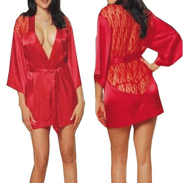 night dress women bathrobe lace patchwork silk robes wedding nightwear sleepwear bride lingerie womens dressing gowns, Black;red
night dress women bathrobe lace patchwork silk robes wedding nightwear sleepwear bride lingerie womens dressing gowns, Black;red