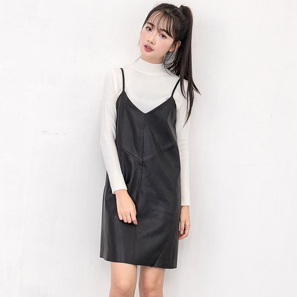 2019 spring summer women elegant sundress vintage spaghetti strap retro pu dresses ladies mini faux leather sling vestidos, Black
2019 spring summer women elegant sundress vintage spaghetti strap retro pu dresses ladies mini faux leather sling vestidos, Black