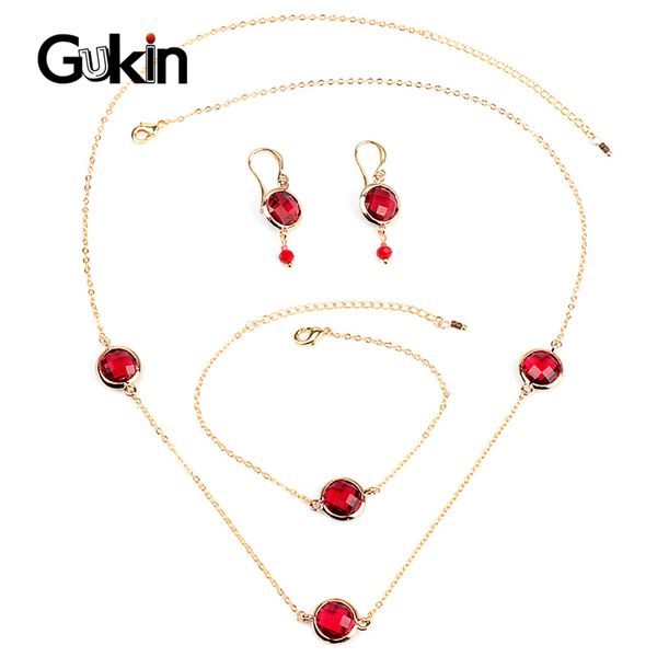 gukin wedding jewelry sets red crystal women's earrings necklace and bracelet gold color accessories discounts sale, Silver
gukin wedding jewelry sets red crystal women's earrings necklace and bracelet gold color accessories discounts sale, Silver