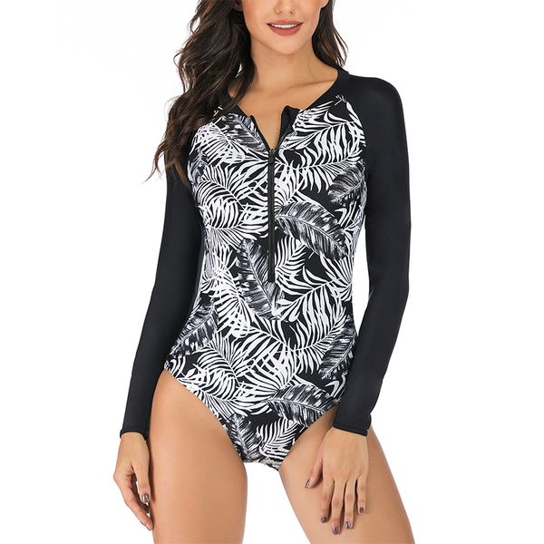 beeachgirl classic swimwear female conservative prevent bask long sleeve surf clothing zipper one piece floral swimsuit for women, White;black
beeachgirl classic swimwear female conservative prevent bask long sleeve surf clothing zipper one piece floral swimsuit for women, White;black
