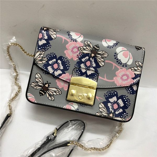 new fashion leather printing messenger bag butterfly bud graffiti small square bag girl cute fresh shoulder bag