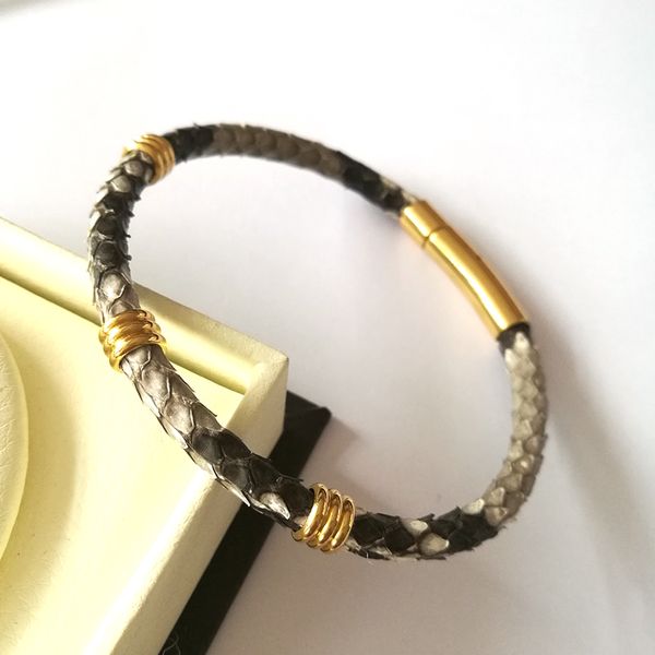 beichong white black 5mm genuine python skin leather with gold stainless steel clasp buckle bracelet bangle for men women, Golden;silver
beichong white black 5mm genuine python skin leather with gold stainless steel clasp buckle bracelet bangle for men women, Golden;silver