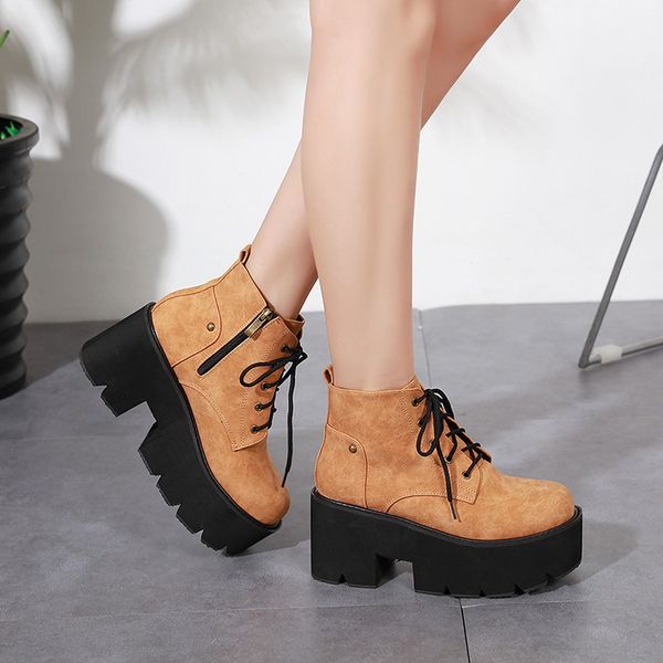white ankle boots rock shoes woman winter footwear lace up booties ladies luxury designer round toe chunky heel boots-women low, Black
white ankle boots rock shoes woman winter footwear lace up booties ladies luxury designer round toe chunky heel boots-women low, Black