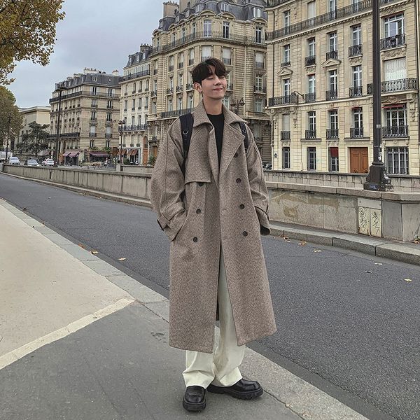 men double breasted vintage fashion casual loose wool long trench coat male streetwear jacket outerwear, Black
men double breasted vintage fashion casual loose wool long trench coat male streetwear jacket outerwear, Black