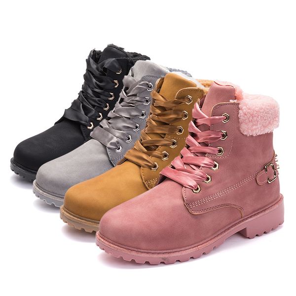 send lace snow boots woman 2019 casual ankle boots round toe women shoes platform pink booties winter plush botas, Black
send lace snow boots woman 2019 casual ankle boots round toe women shoes platform pink booties winter plush botas, Black