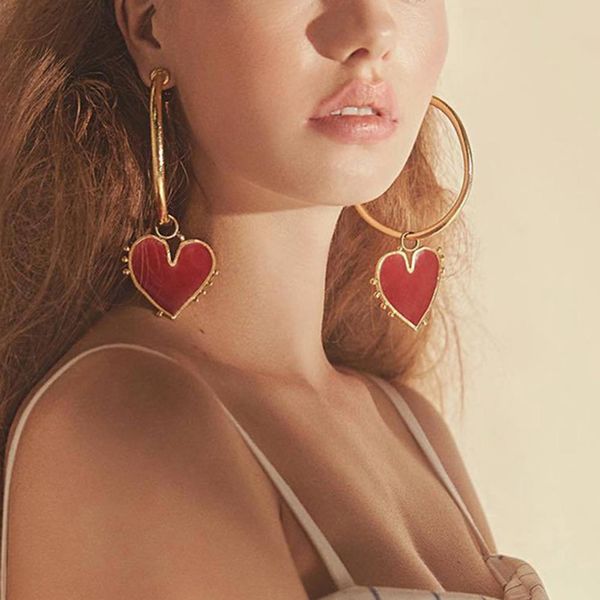 women red heart pendant fashion big hoop earrings statement party jewelry new shipping, Golden;silver
women red heart pendant fashion big hoop earrings statement party jewelry new shipping, Golden;silver