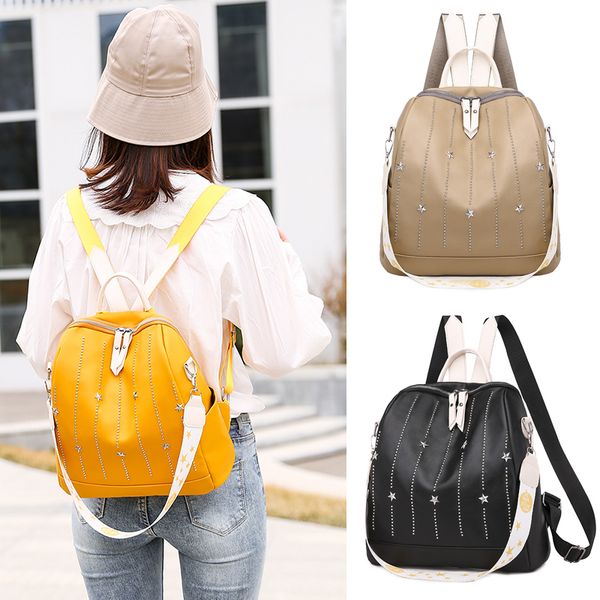 fashion pentagram women's backpack new hardware rivet decoration ladies backpack campus style youth student travel
fashion pentagram women's backpack new hardware rivet decoration ladies backpack campus style youth student travel