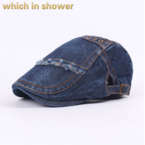 which in shower casual distress denim beret women men adjustable solid jean flat cap spring summer peaked cap male duckbill hat, Blue;gray
which in shower casual distress denim beret women men adjustable solid jean flat cap spring summer peaked cap male duckbill hat, Blue;gray