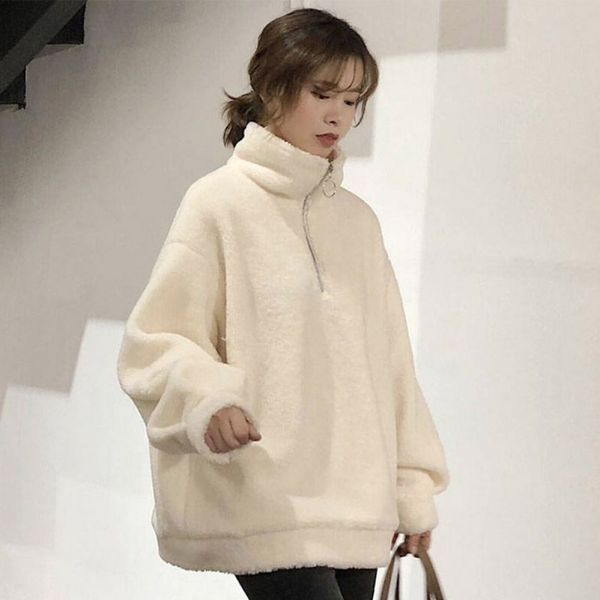 high autumn collar sweatshirt winter women hoodies fashion zipper solid color long sleeve casual thicken loose pullover, Black
high autumn collar sweatshirt winter women hoodies fashion zipper solid color long sleeve casual thicken loose pullover, Black