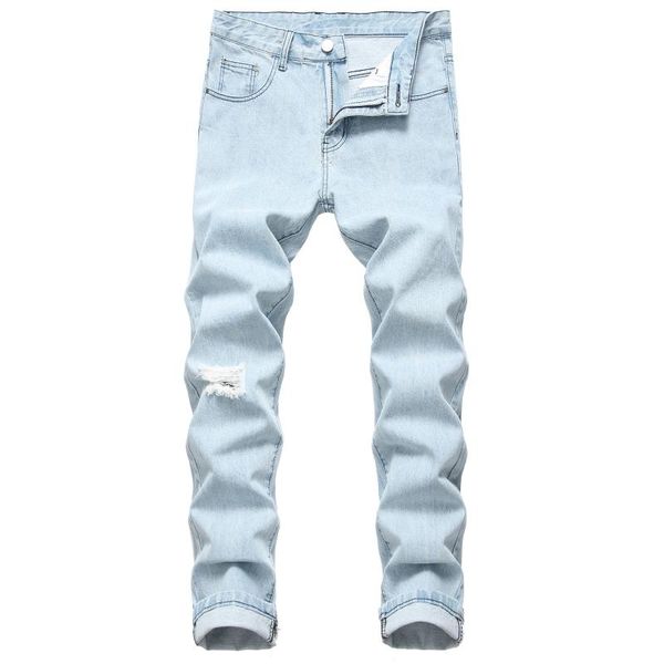 2020 autumn spring men's ripped print street hip hop punk stretch bike jeans trendy holes straight denim trouers, Blue
2020 autumn spring men's ripped print street hip hop punk stretch bike jeans trendy holes straight denim trouers, Blue