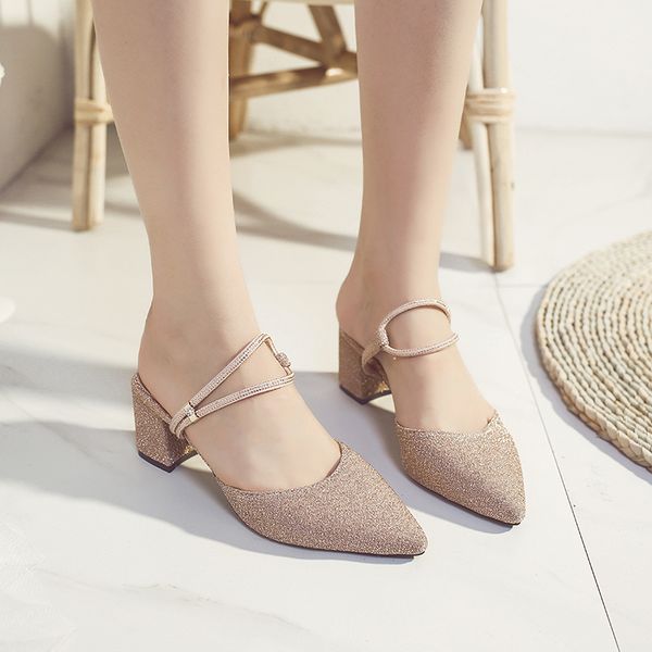 sequin sandals slippers women mules shoes gold silver pointed toe thick heel sandals women party shoes closed toe slippers 2020, Black
sequin sandals slippers women mules shoes gold silver pointed toe thick heel sandals women party shoes closed toe slippers 2020, Black