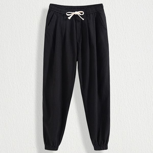 men's casual vintage loose cotton linen pants men pure color trousers joggers male comfort ankle-length pants pantalones hombre, Black
men's casual vintage loose cotton linen pants men pure color trousers joggers male comfort ankle-length pants pantalones hombre, Black