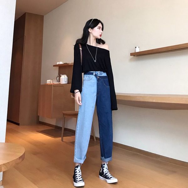 jujuland 2018 new summer fashion tide blue high waist patchwork hit color detachable fake two piece woman straight pants
jujuland 2018 new summer fashion tide blue high waist patchwork hit color detachable fake two piece woman straight pants