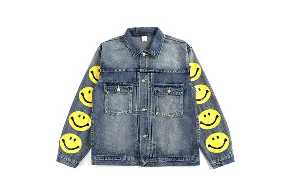 2019 autumn new faded washed smile face printed denim jacket coat men women hiphop streetwear bee embroidery denim jean jacket, Black;brown
2019 autumn new faded washed smile face printed denim jacket coat men women hiphop streetwear bee embroidery denim jean jacket, Black;brown