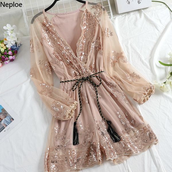 neploe heavy embroidery sequined women dress v-neck long sleeve vestidos chic high waist sashes party robe 43520, Black;gray
neploe heavy embroidery sequined women dress v-neck long sleeve vestidos chic high waist sashes party robe 43520, Black;gray