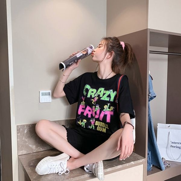 2020 short-sleeved women's ins super t-shirt t-shirt fire all-match purple midi loose fashion, White
2020 short-sleeved women's ins super t-shirt t-shirt fire all-match purple midi loose fashion, White