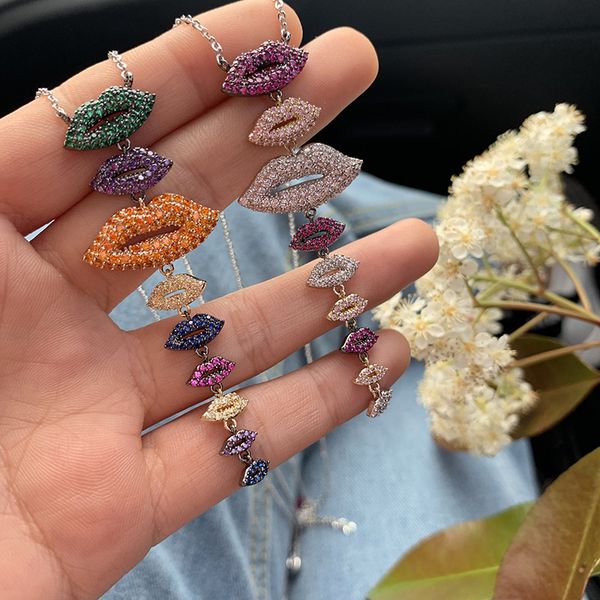 fashion- and american heavy industry micro-inlaid zircon gold-plated adjustable color lips necklace jewelry, Silver
fashion- and american heavy industry micro-inlaid zircon gold-plated adjustable color lips necklace jewelry, Silver