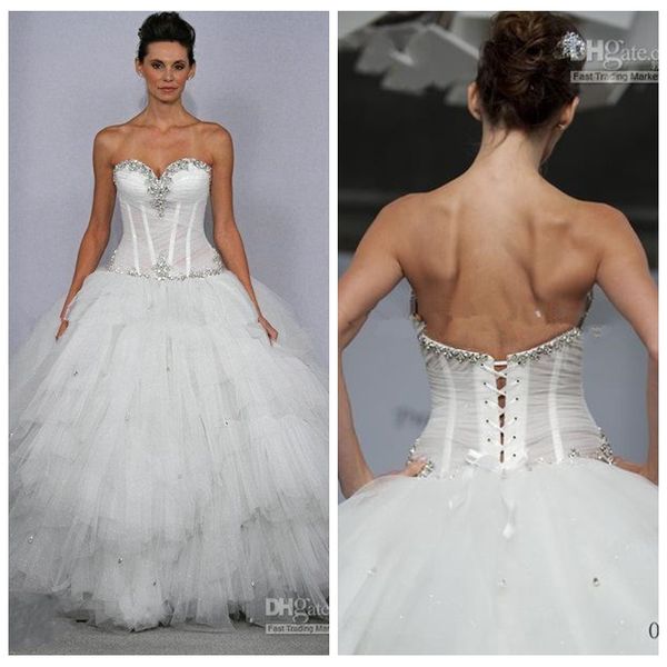 sweetheart puffy tulle wedding dresses bling bling crystal beaded tiered long bridal gowns luxurious formal long vestidos de mariee, White
sweetheart puffy tulle wedding dresses bling bling crystal beaded tiered long bridal gowns luxurious formal long vestidos de mariee, White