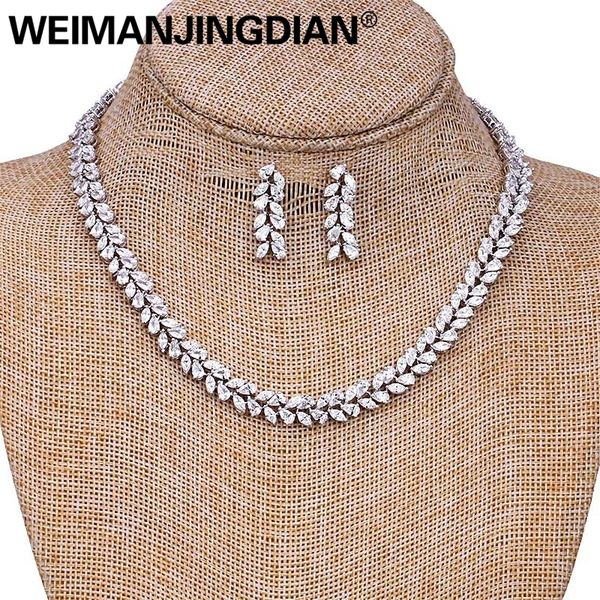 weimanjingdian brand marquise cut cubic zirconia leaf design tennis necklace and earring wedding bridal jewelry set j190704, Silver
weimanjingdian brand marquise cut cubic zirconia leaf design tennis necklace and earring wedding bridal jewelry set j190704, Silver
