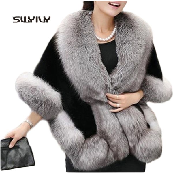 2015 new spring women fur jacket bridal shawl fashion cloak cape coat multicolor poncho faux fur, Black
2015 new spring women fur jacket bridal shawl fashion cloak cape coat multicolor poncho faux fur, Black