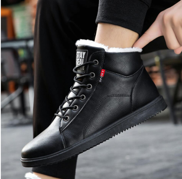 2020 autumn winter leather ankle snow men boots shoes with fur plush warm male casual boot sneakers, Black
2020 autumn winter leather ankle snow men boots shoes with fur plush warm male casual boot sneakers, Black