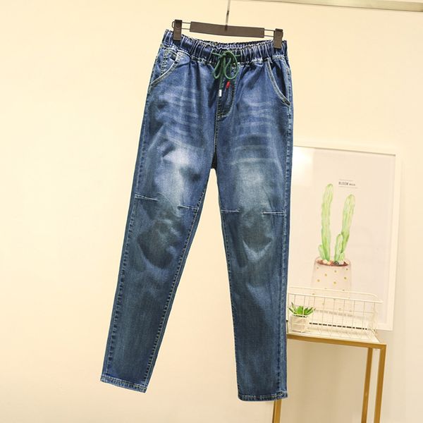 plus size xl-5xl jeans woman loose mom jeans elastic high waist push up front patchwork washed denim pockets large size, Blue
plus size xl-5xl jeans woman loose mom jeans elastic high waist push up front patchwork washed denim pockets large size, Blue