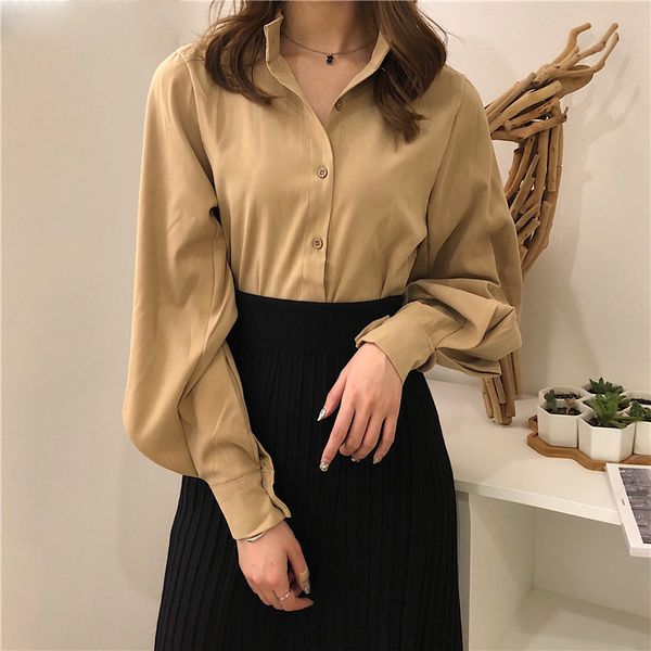 vintage stand-neck lantern sleeve women blouses and single-breasted women shirts blusas mujer de moda, White
vintage stand-neck lantern sleeve women blouses and single-breasted women shirts blusas mujer de moda, White