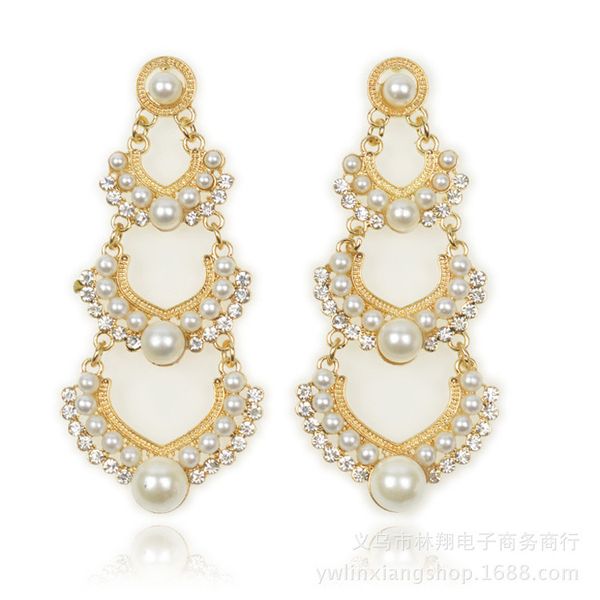 europe and america accessories fashion multilayer pearl heart earrings, Silver
europe and america accessories fashion multilayer pearl heart earrings, Silver
