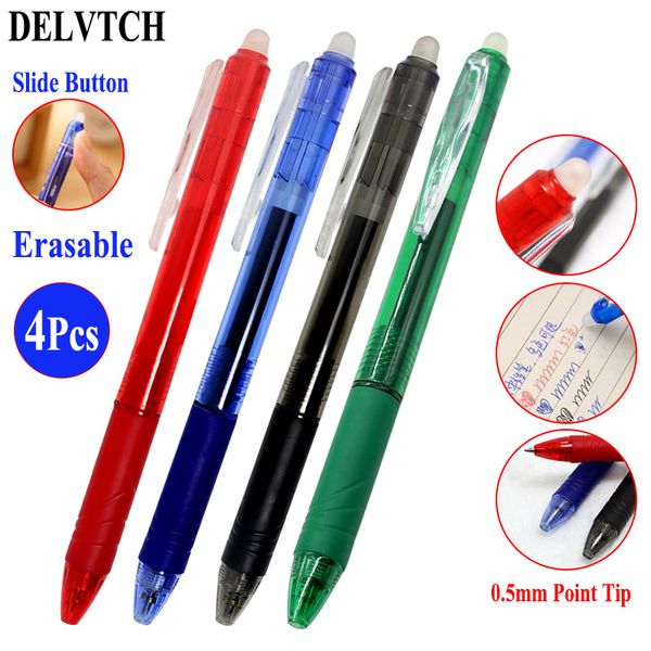 delvtch 4pcs/set 0.5mm magic erasable pen retractable button slide press gel pen red/blue/black/green ink office school writing
delvtch 4pcs/set 0.5mm magic erasable pen retractable button slide press gel pen red/blue/black/green ink office school writing