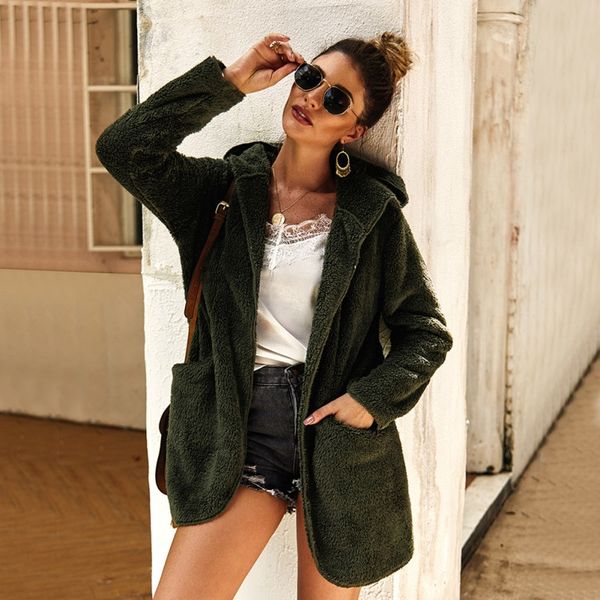 2019 autumn winter women's jacket warm zipper long-sleeved fur solid color plush hooded cardigan jacket outwear, Black;brown
2019 autumn winter women's jacket warm zipper long-sleeved fur solid color plush hooded cardigan jacket outwear, Black;brown